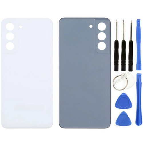 Samsung S21 FE SM-G990 Uyumlu Arka Pil Kapağı Beyaz + Tamir Seti