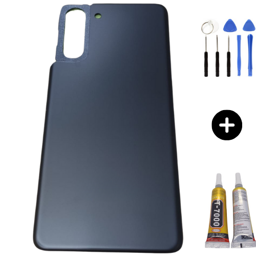 Samsung S21 SM-G991 Uyumlu Arka Pil Kapağı Siyah + Montaj Seti
