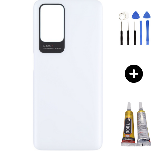 Redmi 10 2022 Uyumlu Arka Pil Kapağı Beyaz + Montaj Seti