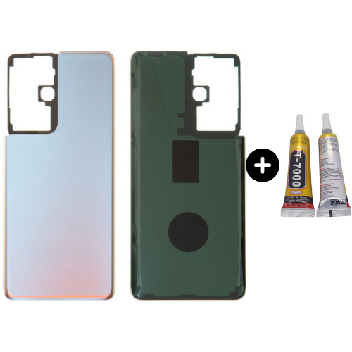 Samsung S21 Ultra SM-G998 Uyumlu Arka Pil Kapağı Beyaz + B7000