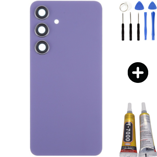 Samsung S24 SM-S921 Uyumlu Arka Pil Kapağı Mor + Montaj Seti