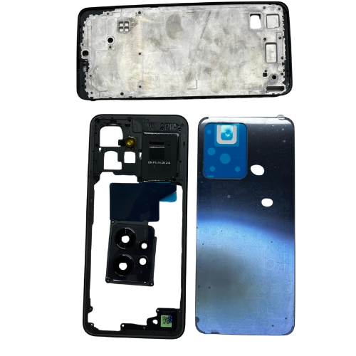 Redmi Note 12 Pro 5G Uyumlu Arka Kapak Kasa (Siyah) + Ekran Çıtası