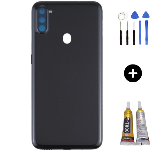 Samsung A11 SM-A115 Uyumlu Arka Pil Kapağı Siyah + Montaj Seti