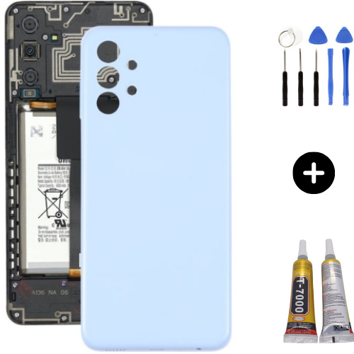 Samsung A13 SM-A135F Uyumlu Arka Pil Kapağı Mavi + Montaj Seti