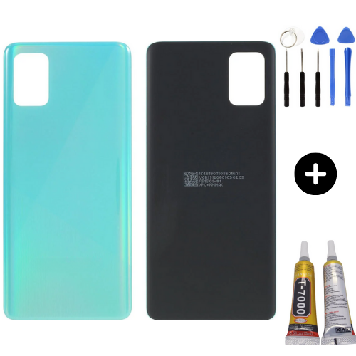Samsung A51 SM-A515 Uyumlu Arka Pil Kapağı Mavi + Montaj Seti