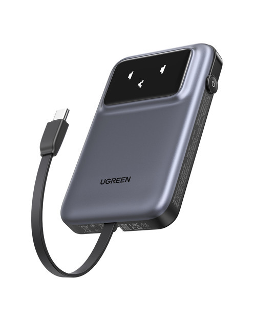 Uno Dahili Kablolu 10.000 mAh 30W Hızlı Şarj Powerbank, Siyah, 35603B