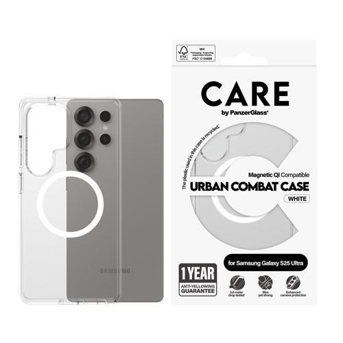 CARE by PanzerGlass Flagship Samsung Galaxy S25 Ultra Qi Uyumlu Şeffaf-Beyaz Telefon Kılıfı