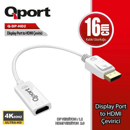 Q-dp-hd2 Dısplay Portundan Hdmı Cevırıcı 4k 60hz