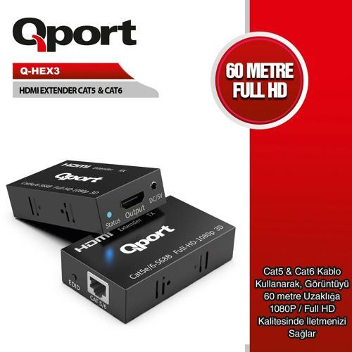 Q-hex3 Hdmı Extender Cat6 60m 2 Lı Paket
