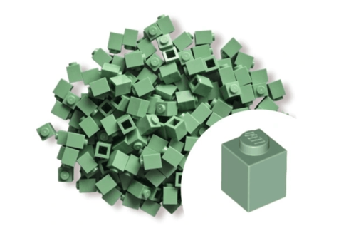 50 Adet 1X1 Kum Yeşili Tuğla Duvar Parçası - 50 piece 1X1 Sand Green Brick Parts