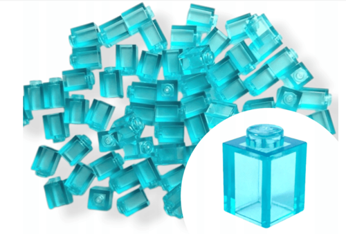 50 Adet 1X1 Şeffaf Mavi Tuğla Duvar Parçası - 50 piece 1X1 Trans-Light Blue Brick Parts