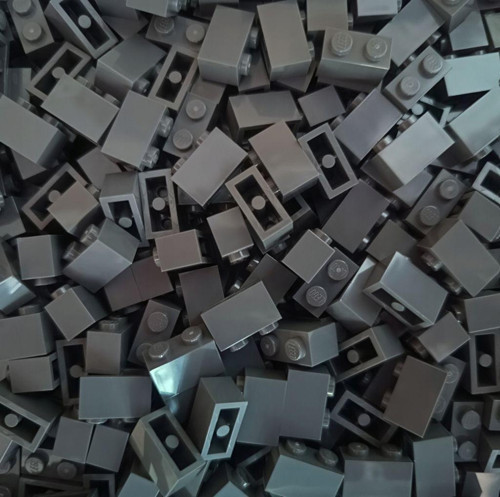 50 Adet 1X2 Koyu Gri Tuğla Duvar Parçası - 50 piece 1X2 Dark Bluish Gray Brick Parts