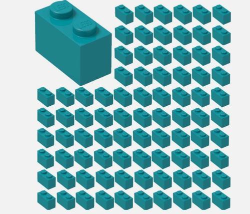 50 Adet 1X2 Koyu Turkuaz Tuğla Duvar Parçası - 50 piece 1X2 Dark Turquoise Brick Parts