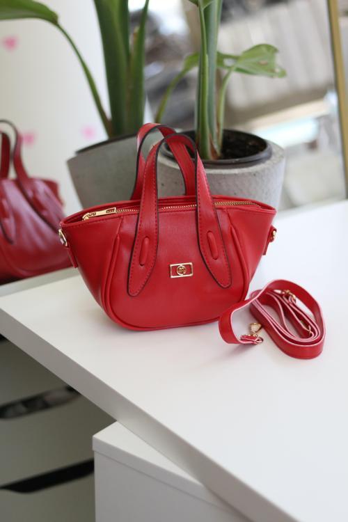 Kırmızı Tutma Saplı Pouch El Çantası