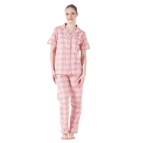 Kareli Desen Önden Düğmeli Bayan Pijama Takım