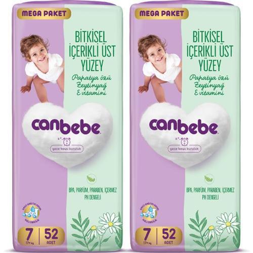 Bebek Bezi Mega Paket 7 Beden XXL (17+ Kg) 52 Adet x 2 Adet