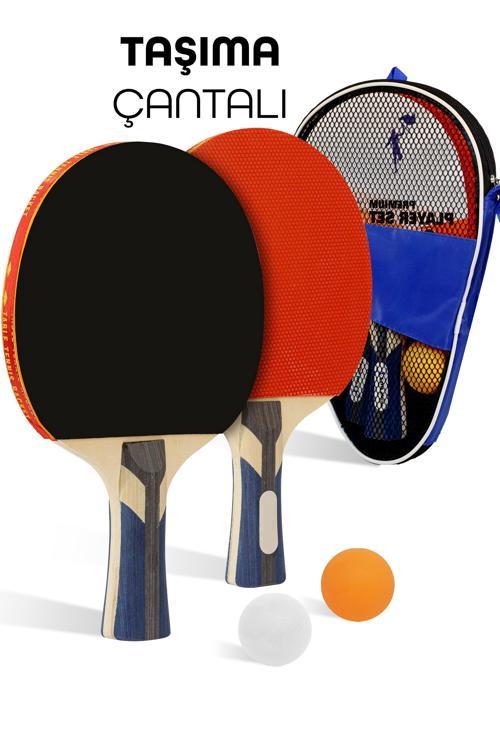 4LÜ Çantalı Masa Tenisi Raketi Seti Amatör Başlangıç Seviye Maç Raketi 2 Raket 2 Top