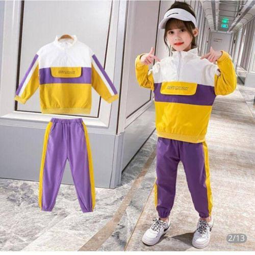 WANT TO BE YOU BASKILI YARIM FERMUAR DETAYLI UNISEX ÇOCUK EŞOFMAN TAKIMI - MOR