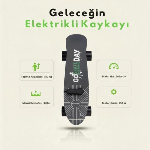 Elektrikli Kaykay H2S-1 – Şehir İçi Ulaşım Aracı, Scooter Alternatifi, 20 km/h, 8 km Menzil, Hafif 3.7 kg