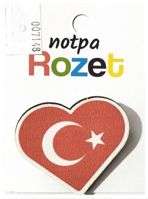 Rozet Ahşap Kalp Bayrak - 3 adet