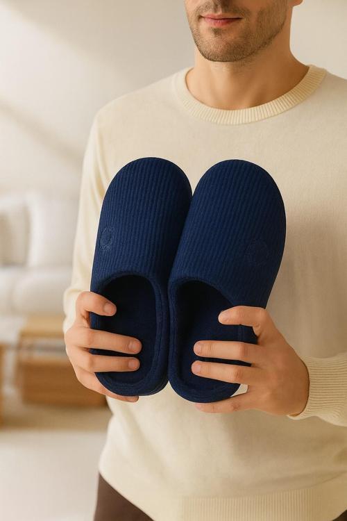 VELVET Erkek Ev Terliği Ses Yapmayan Taban Yünlü Terlik