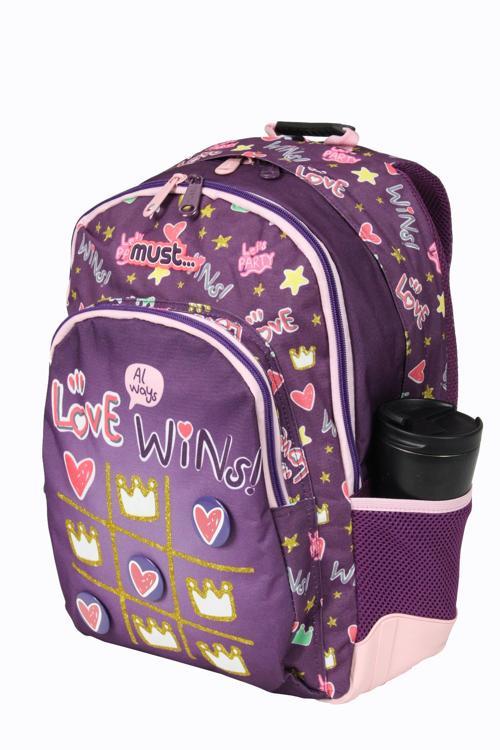 585009 Love Wins Çift Cepli İlkokul Sırt Çantası-Mor