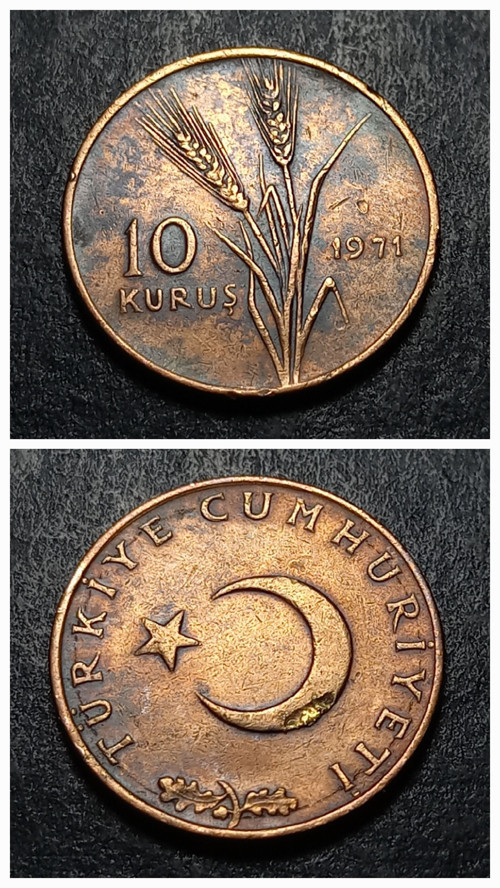 Escoines 399636873461fda447 10 Kuruş 1971 Bronz Para