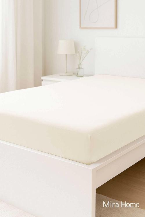 Çift Kişilik Düz Penye %100 Pamuklu Lastikli Çarşaf 160X200 Newsheet Ekru