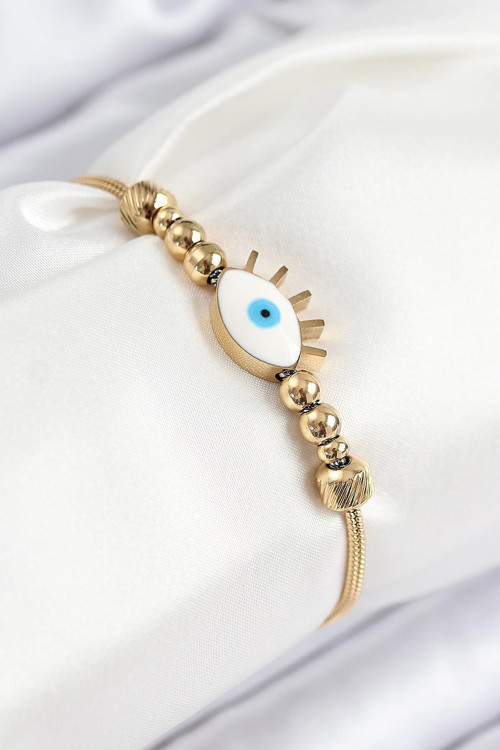 316L Çelik Göz Charm Model Gold Renk Kadın Bileklik NS0095