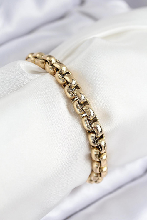 316L Çelik Halat Zincir Model Gold Renk Kadın Bileklik NS0081
