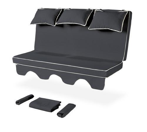 Salıncak Minder Kılıf Takımı 3 Kişilik (Süngersiz) - Salvia - Antrasit