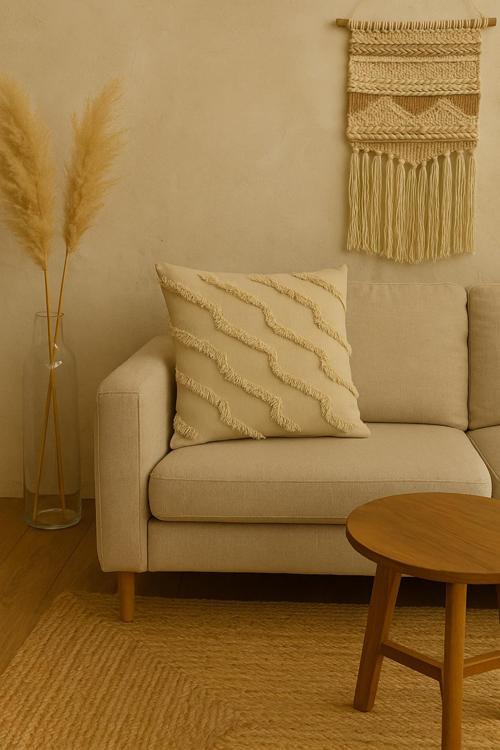 Tüylü Ve Desenli Kırlent Kılıfı - 40X40 Cm Şık Ve Konforlu Dekoratif Yastık