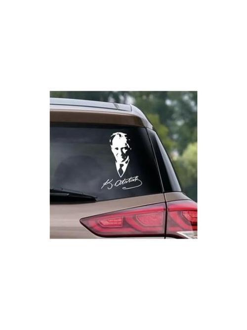 Ulu Önder Mustafa Kemal Atatürk Imzalı Sticker 28 CM beyaz renk