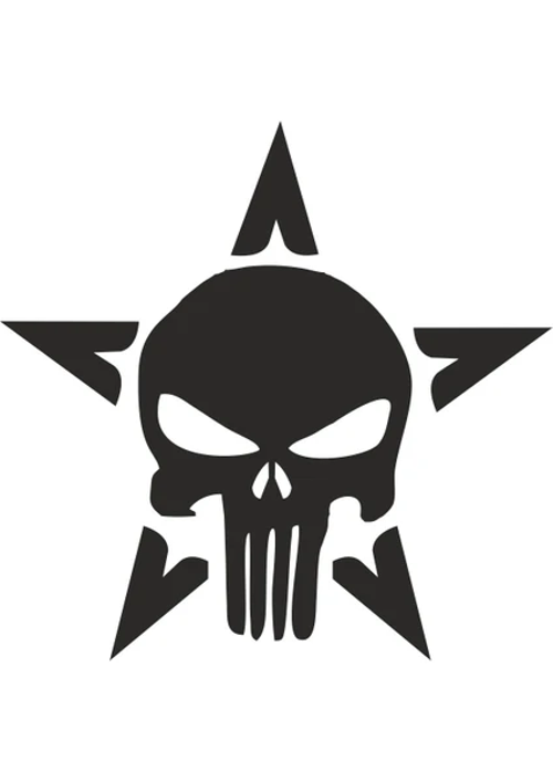 Yıldız Punisher Kurukafa Kuru Kafa Araba Sticker 23cm