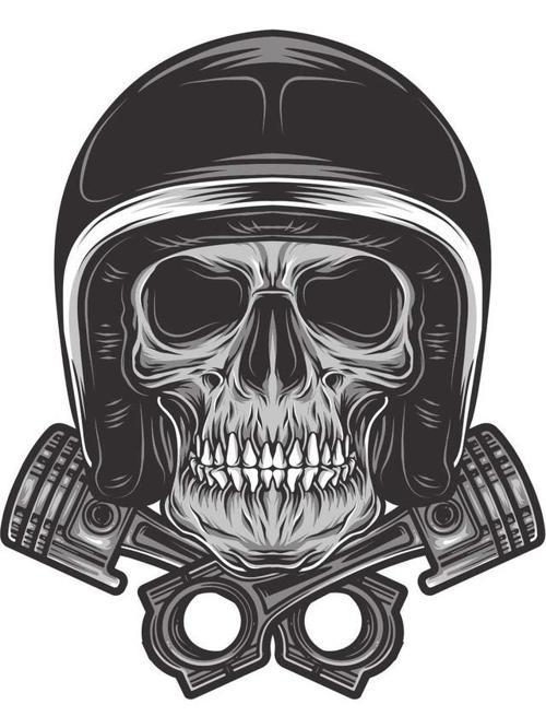 Motorcu Motor Araba Kurukafa Sticker 19CM