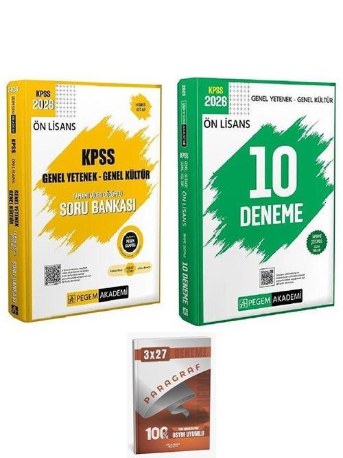 Pegem 2026 KPSS Ön Lisans Soru Bankası + 10 Deneme 2 li Set AnlaKazan Paragraf