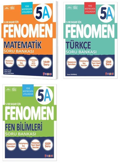 Fenomen Okul 2025 5. Sınıf Matematik + Türkçe + Fen A Serisi Soru Seti 3 Kitap Güncel Müfredat
