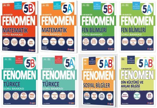 Fenomen Okul 2025 5. Sınıf Matematik + Türkçe + Fen + Sosyal + Din A + B Soru Seti 8 Kitap Güncel Müfredat