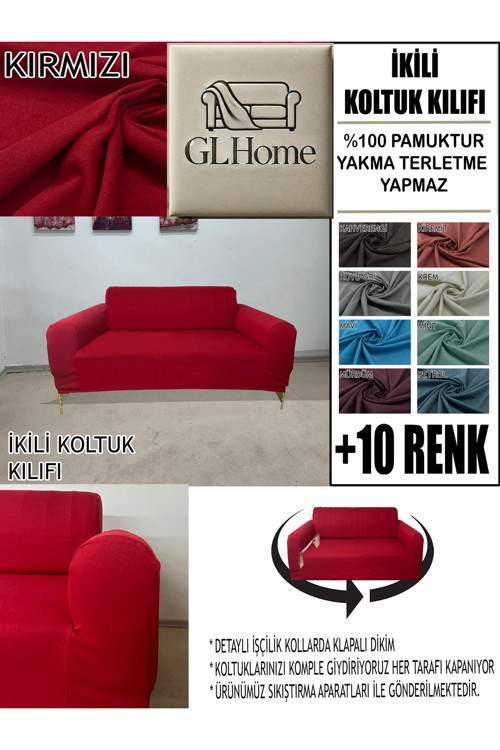 %100 Pamuk Fransız Kumaş Çift Kişilik Komple Giydirme 2'Li Kanepe, Bohem, Vb Model Koltuk Kılıfı