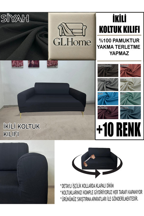 %100 Pamuk Fransız Kumaş Çift Kişilik Komple Giydirme 2'Li Kanepe, Bohem, Vb Model Koltuk Kılıfı