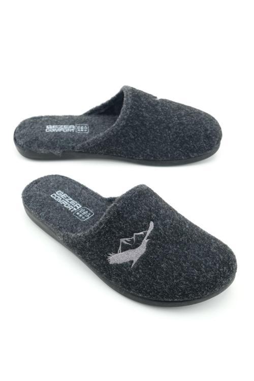 Erkek Kışlık Keçe Çıkarılabilir Cırt Cırtlı İç Taban Rahat Ev Bahçe Terlik