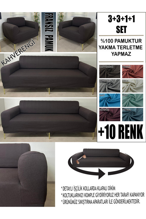 %100 Pamuk Fransız Kumaş 3+3+1+1 Komple Giydirme Kanepe&Çekyat, Bohem, Porto, Vb Model Koltuk Kılıfı