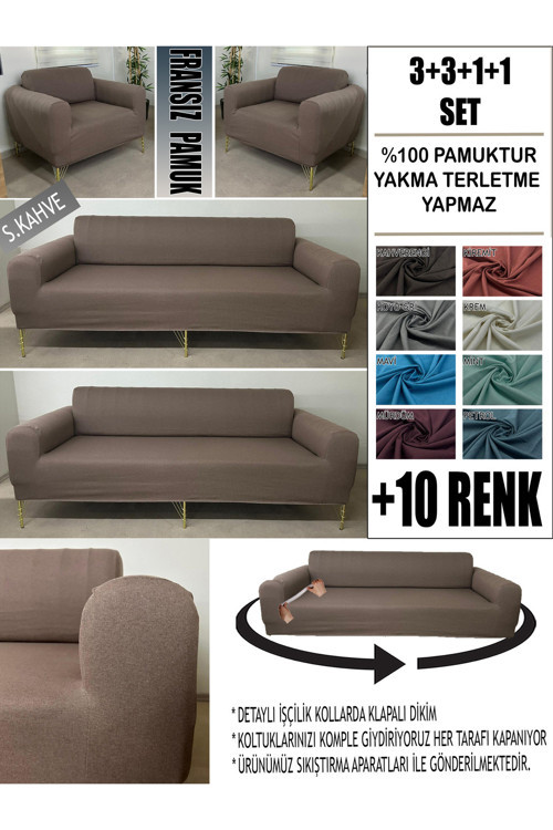 %100 Pamuk Fransız Kumaş 3+3+1+1 Komple Giydirme Kanepe&Çekyat, Bohem, Porto, Vb Model Koltuk Kılıfı