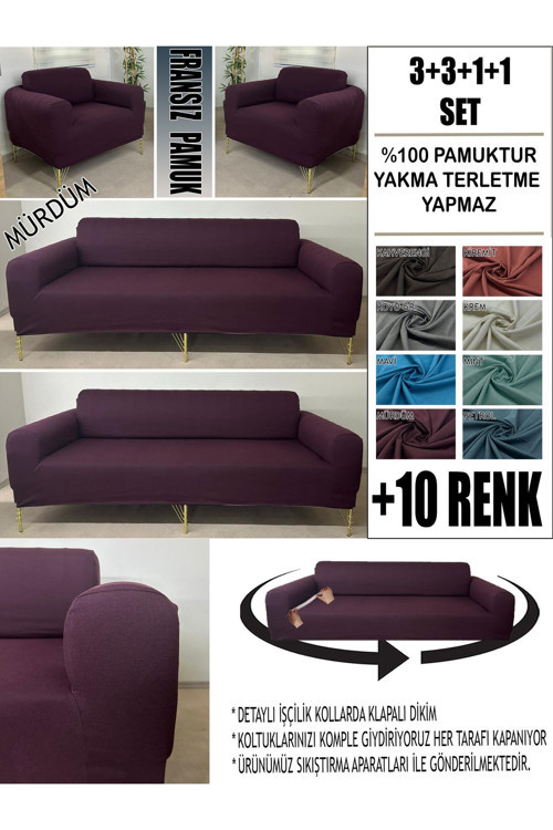 %100 Pamuk Fransız Kumaş 3+3+1+1 Komple Giydirme Kanepe&Çekyat, Bohem, Porto, Vb Model Koltuk Kılıfı