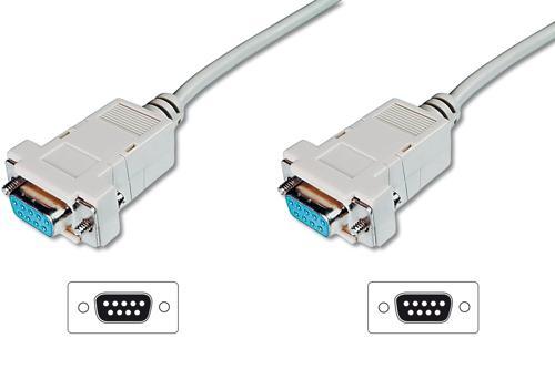 Digitus Modem Bağlantı Kablosu, D-Sub9 Dişi - D-Sub9 Dişi, 3 metre, vidalı, bej renk&lt;br&gt;
Digitus Zero-Modem connection cable, D-Sub9 F/F, 3.0m, snap-hoods, beige