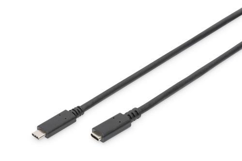 USB Tip C™ Uzatma Kablosu, Tip C Erkek &lt;-&gt; Tip C Dişi, 2 metre, 3A, 480MB, 2.0 Versiyon, CE, siyah renk