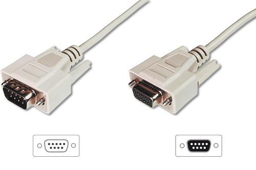 Digitus Veri İletim/Seri Uzatma Kablosu, D-Sub 9 Erkek / D-Sub 9 Dişi, 2 metre, Seri, AWG28, tek kat zırhlı, bej renk&lt;br&gt;
Digitus Data Transfer Extension Cable, D-Sub 9 M/F, 2.0m, Serial, Molded