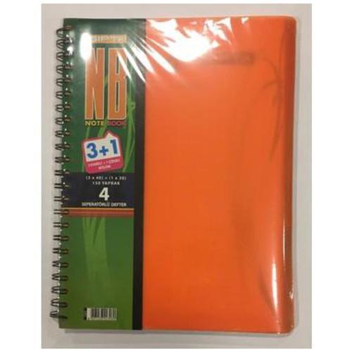 Plastik Kapak 3+1 Defter 150 Yp Telli Defter