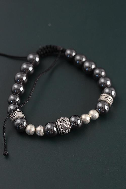 Bakımlı Erkek için X Stil Antrasit Asansörlü Doğal Taş Bileklik