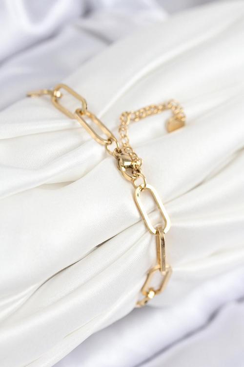 Zarif Kadın için Golden Çelik Zirkonlu Nazarlıklı Kalp Bileklik